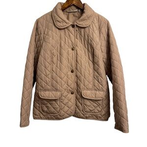 Breckenridge Quilted Snap Up Barn Jacket Women’s Large Tan Brown Pockets